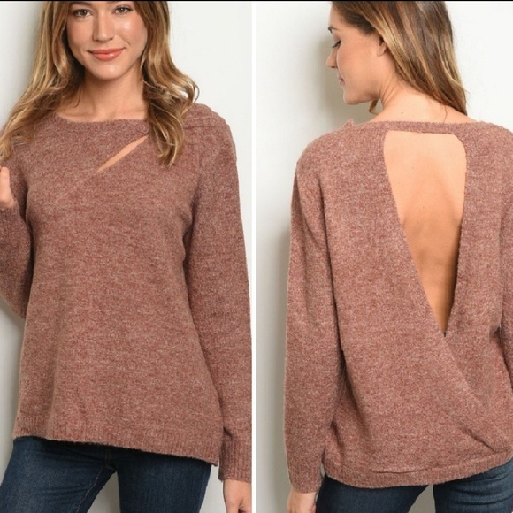 Maites_boutique Sweaters - Camel Cut Out Detail Pullover Knit Sweater